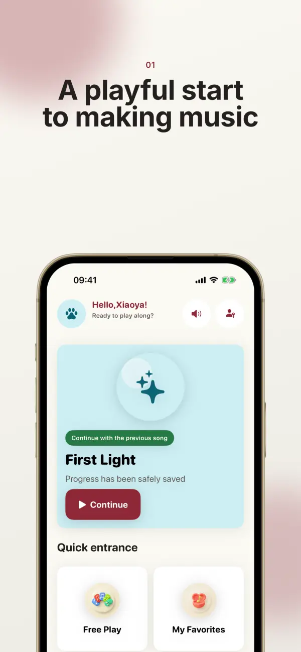 Numelody 应用截图：大按键跟弹界面，颜色数字形状冗余编码